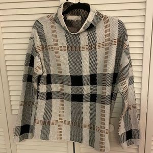 Plaid medium weight mock turtleneck sweater